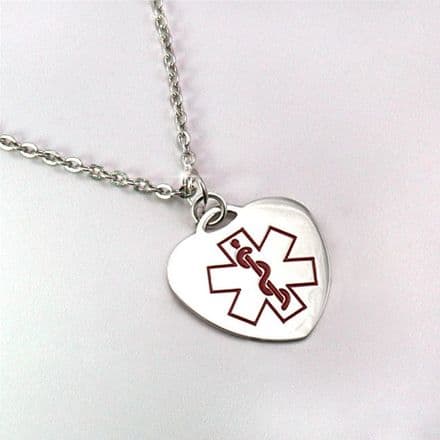Medical ID SOS Heart Necklace with Free Engraving