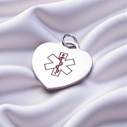 Medical ID SOS Heart Pendant Free Engraving plus chain or clasp!