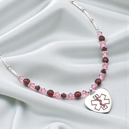 Medical Necklace with Custom Engraved Heart