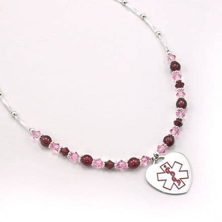 Medical Necklace with Custom Engraved Heart