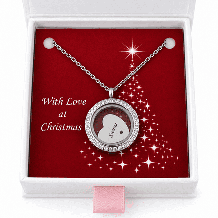 Memory Locket with Personalised Charm in Christmas Gift Box