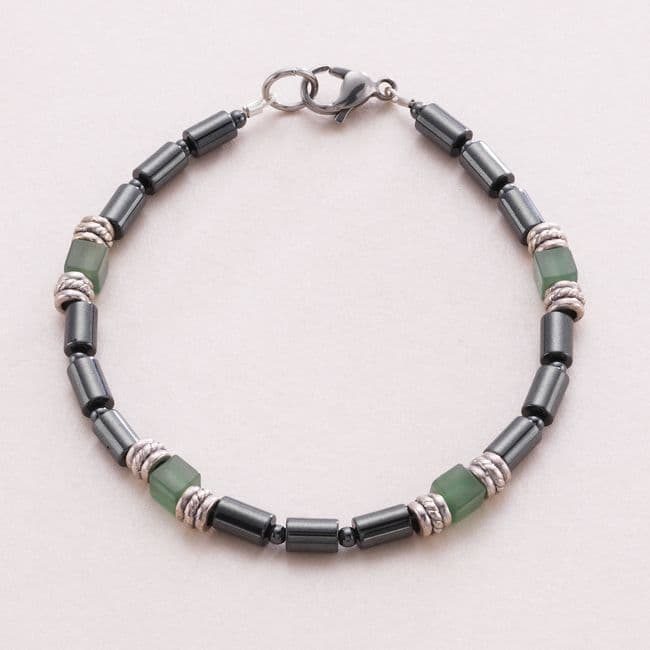 Mens Healing Bracelet - Aventurine and Hematite | Charming Engraving