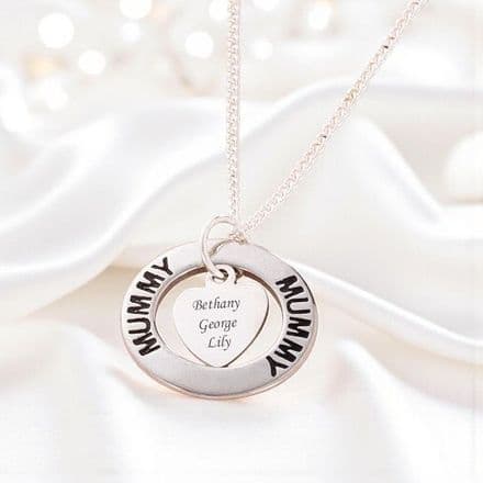 Mum or Mummy Ring Necklace with Engraving