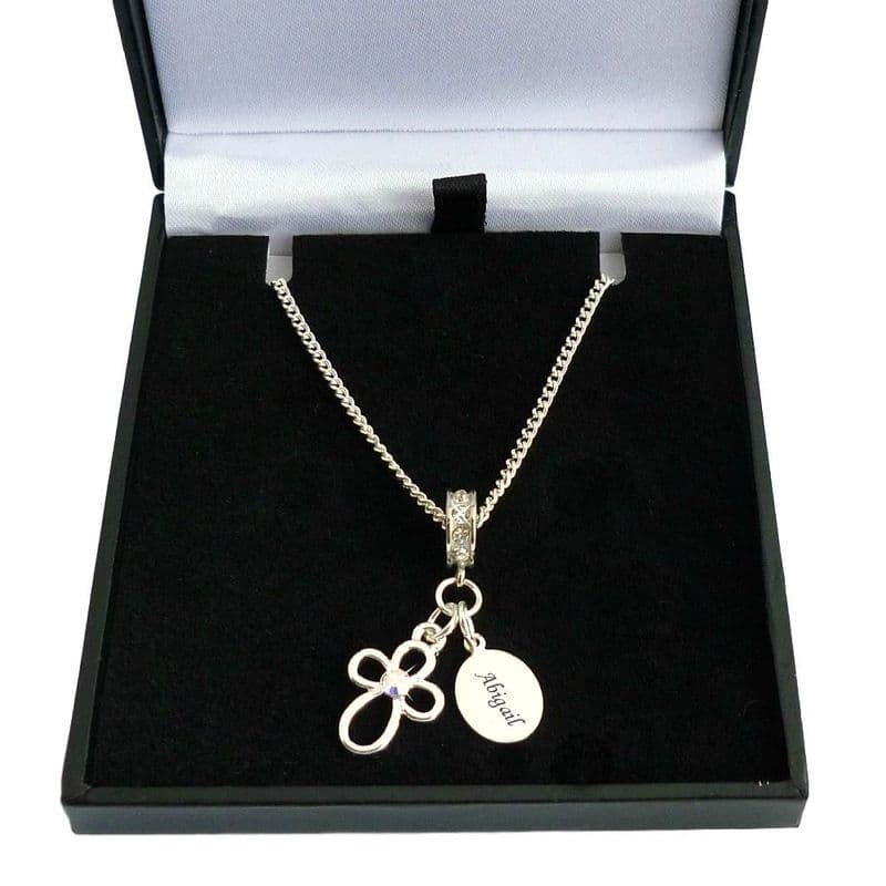 Open Cross Necklace with Engraving | Charming Engraving