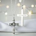 Ornate Cross Necklace with Engraving  | Charming Engraving