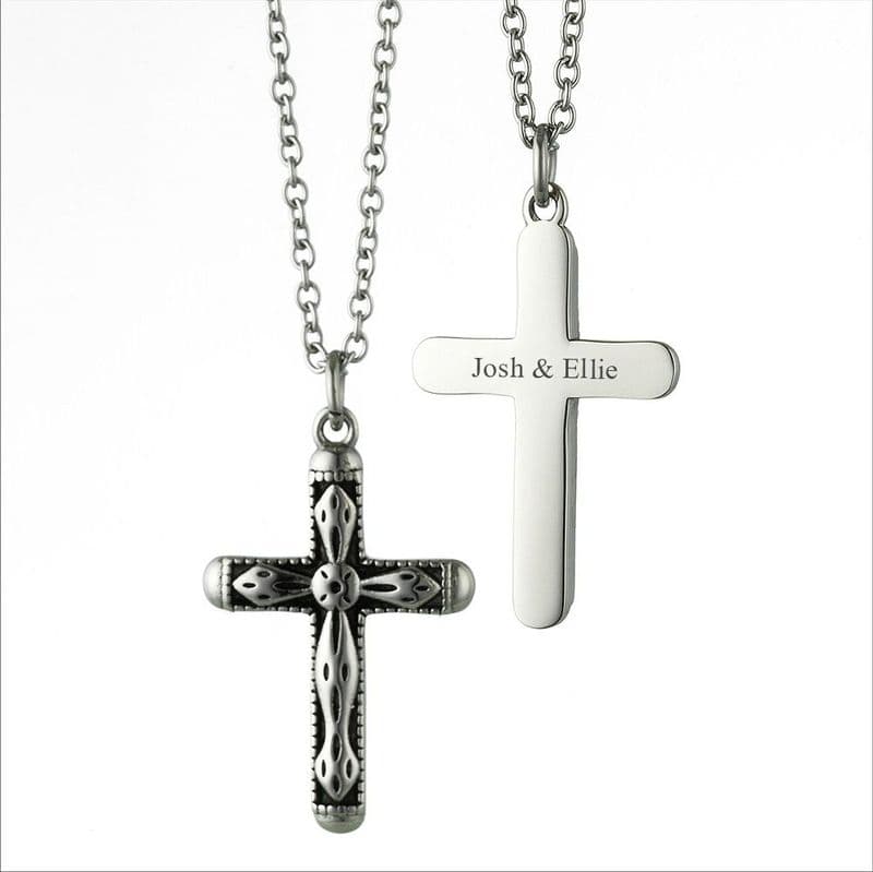 Ornate Cross Necklace with Engraving | Charming Engraving