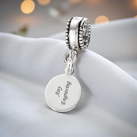 Oval charm Sterling Silver fits Pandora, Any Engraving