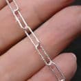 Paperclip Chain Charm Bracelet, 925 Sterling Silver , Size Adjustable | Charming Engraving