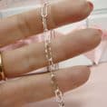 Paperclip Chain Charm Bracelet, 925 Sterling Silver , Size Adjustable | Charming Engraving