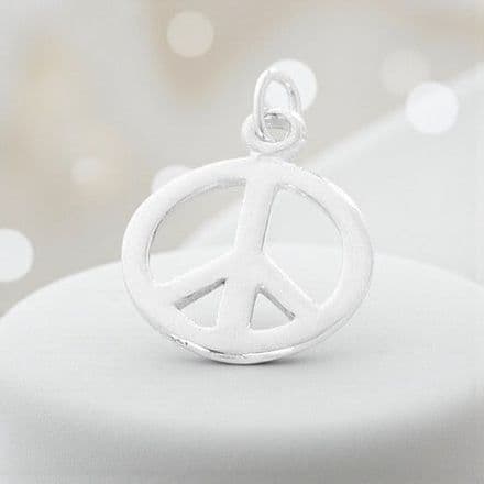Peace Charm, Sterling silver on Lobster Clasp, Split Ring or Bail