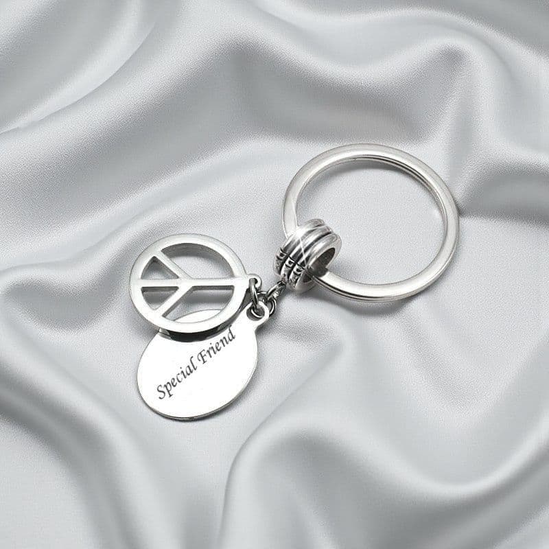 Peace Sign Key Ring Peace Symbol Key Ring with Engraving | Charming Engraving