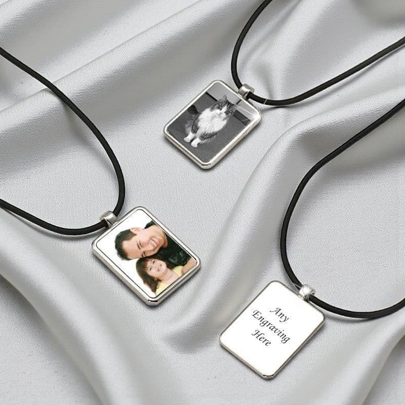 Permanent Photo Rectangle Pendant Necklace | Charming Engraving