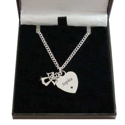 Personalised Angel Necklace with Engraving on Heart