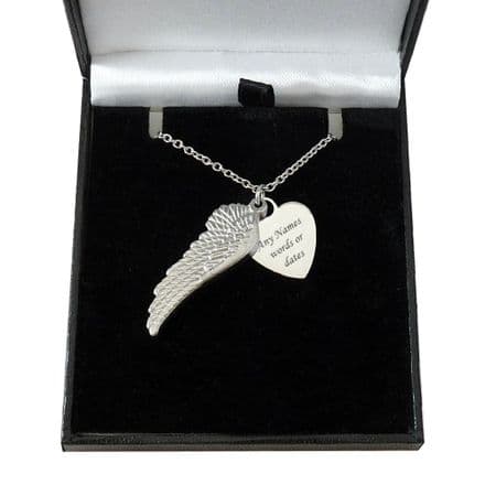 Personalised Angel Wing Necklace with Engraving