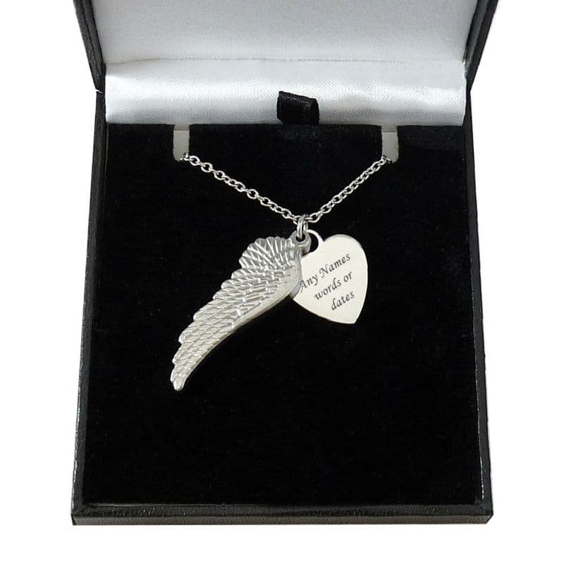 Personalised Angel Wing Necklace with Engraving | Charming Engraving