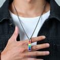 Personalised Bar Necklace for Men, Women, LGBTQ, Rainbow, Engraved | Charming Engraving