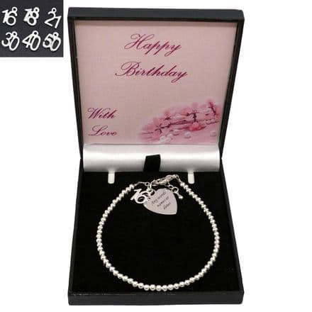 Personalised Birthday Bracelet, Gift for 16th, 18th, 21st, 30th, 40th, 50th