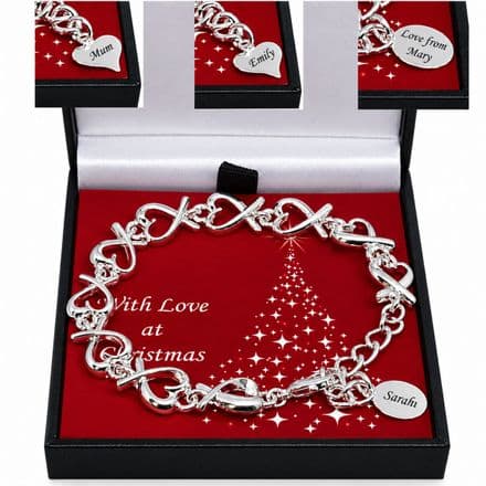 Personalised Bracelet for Christmas with Heart Links