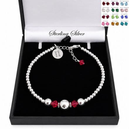 Personalised Bracelet with Birthstones and Silver Beads