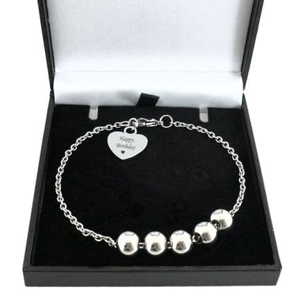 Personalised Chain Bracelet with Engraving and 5 Silver Balls