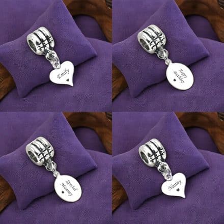 Personalised Charm, Stg Silver Engraved Tag, fits Pandora