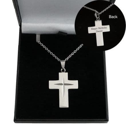 Personalised Cross Necklace, Any Engraving for Men or Women