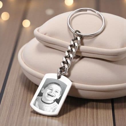 Personalised Dogtag Keyring with Photo Engraved