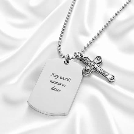 Personalised Dogtag Necklace with Crucifix