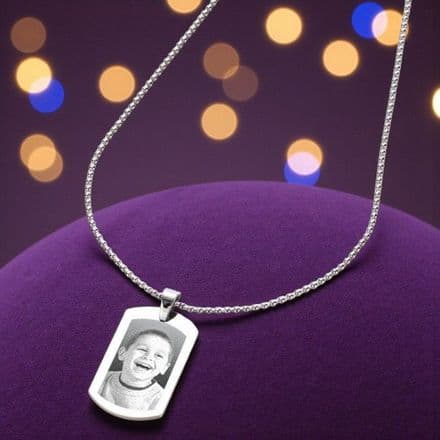 Personalised Dogtag Necklace with Photo Engraved