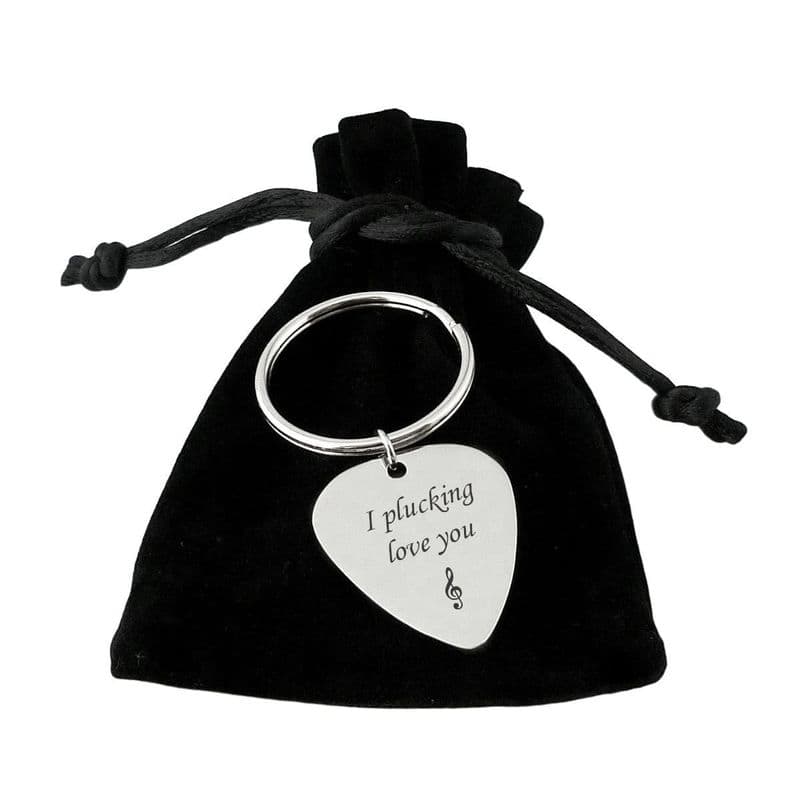 Personalised Guitar Plectrum Keyring with Engraving | Charming Engraving