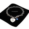 Personalised Heart Chain Birthstone Bracelet, 925 Sterling Silver | Charming Engraving