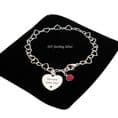 Personalised Heart Chain Birthstone Bracelet, 925 Sterling Silver | Charming Engraving