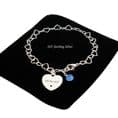Personalised Heart Chain Birthstone Bracelet, 925 Sterling Silver | Charming Engraving