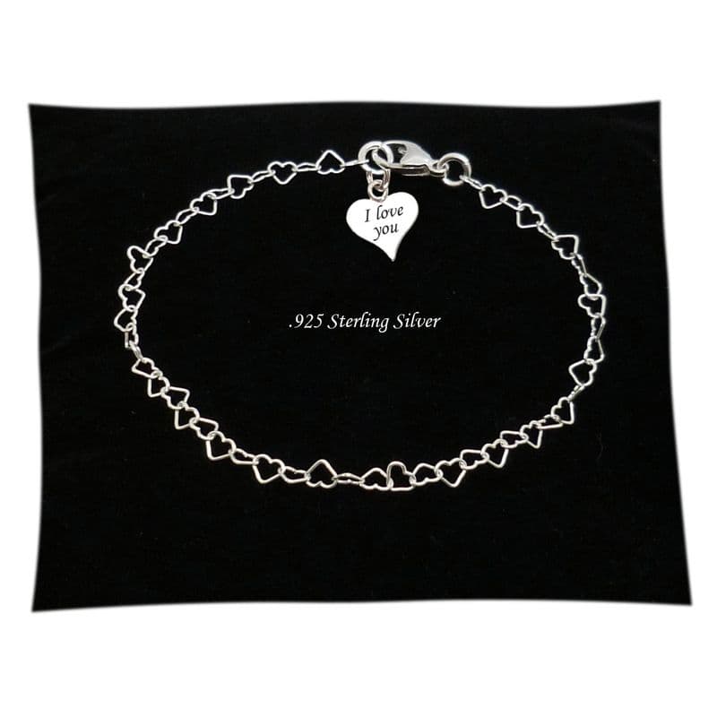 Personalised Saint Christopher, Heart Link Chain, Bracelet with Engraving, 925 Sterling Silver | Charming Engraving