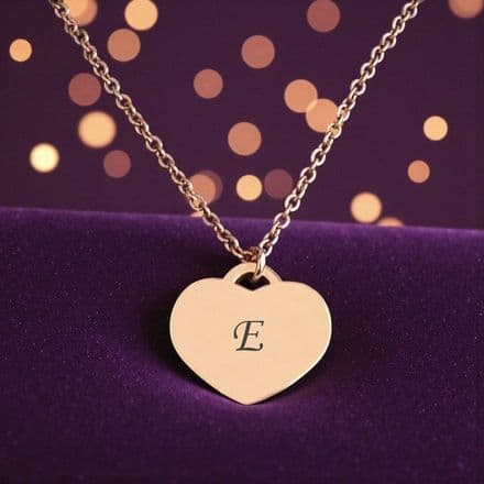 Personalised Heart Necklace in Rose Gold, Any Engraving