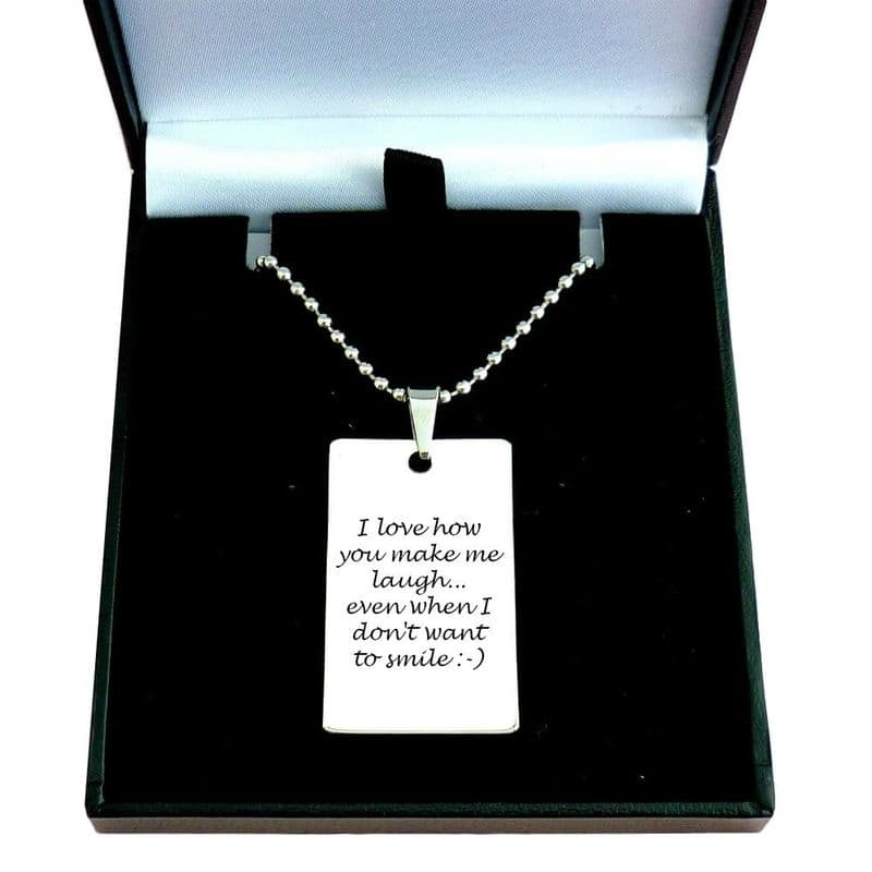 Personalised Necklace for Man or Boy, Engraved ID Tag | Charming Engraving