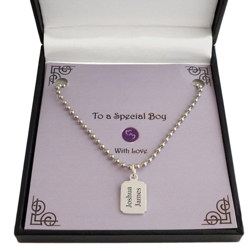 Personalised Necklace for Man or Boy, Steel Ball Chain | Charming Engraving