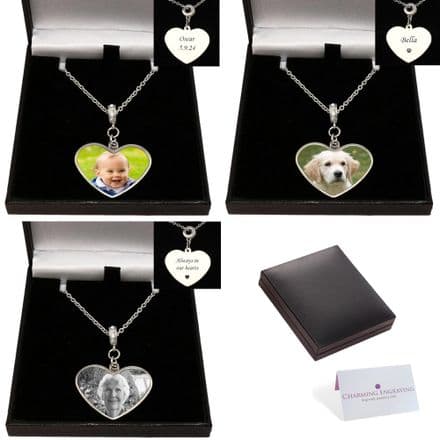 Personalised Photo Heart Necklace with Engraving