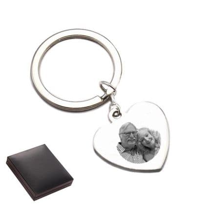 Personalised Photo Keyring with ANY Engraving, Words on the Back. Engraved Gift