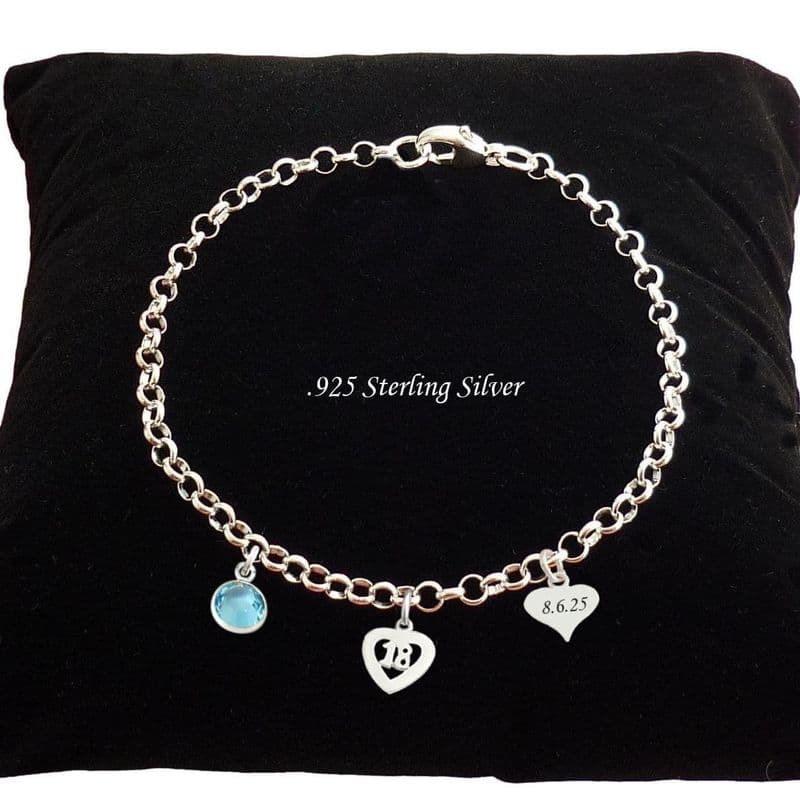 Personalised, Sterling Silver Bracelet with Engraving, Gift for Age 16, 18 or 21 | Charming Engraving