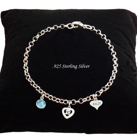 Personalised, Sterling Silver Bracelet with Engraving, Gift for Age 16, 18 or 21