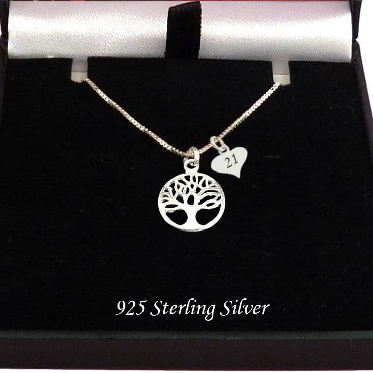 Personalised Sterling Silver Necklace with Tree of Life Pendant and Engraved Tag | Charming Engraving