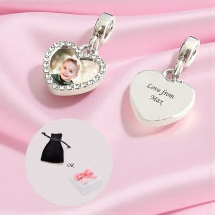 Photo Heart Charm, Personalised with Engraving