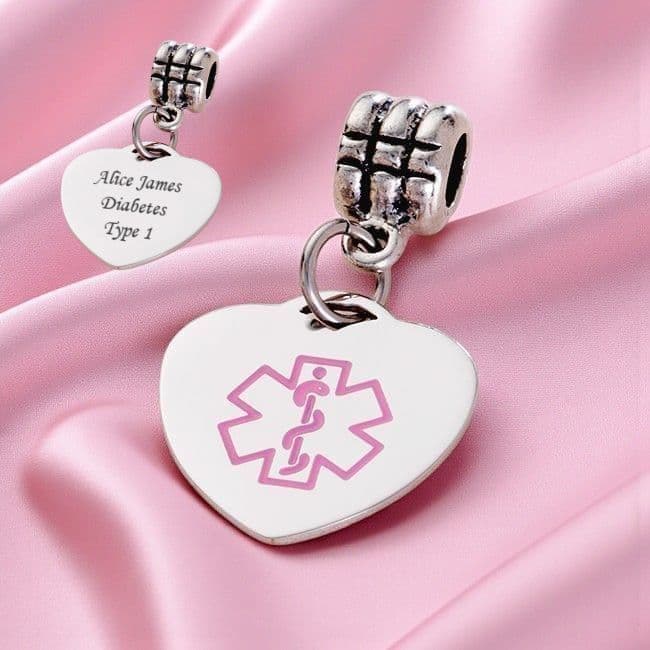 Pink Medical Symbol Charm on Bail Free Engraving | Charming Engraving