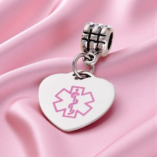 Pink Medical Symbol Charm on Bail Free Engraving | Charming Engraving