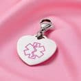 Pink Medical Symbol Pendant Free Engraving on Lobster Clasp  | Charming Engraving