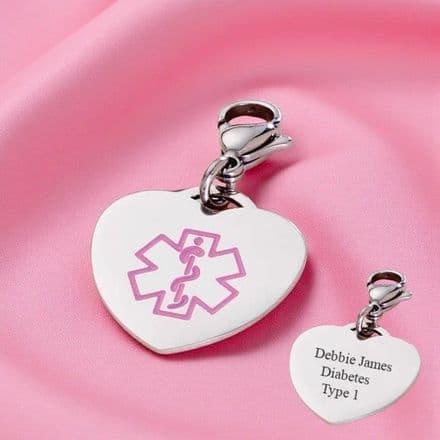 Pink Medical Symbol Pendant Free Engraving on Lobster Clasp