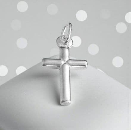 Plain Cross Charm, Sterling silver on Lobster, Ring or Bail