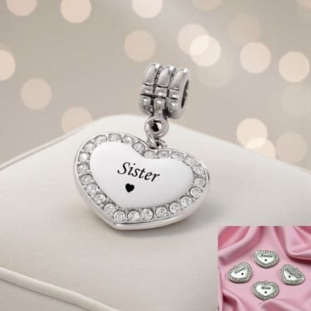 Pretty Heart Charm on Bail for Mum, Sister etc