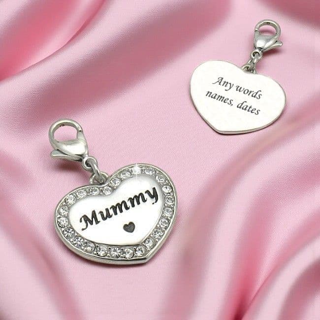 Heart Charm on lobster clasp for Mummy or Sister | Charming Engraving